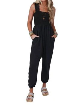 three bird nest | Willow Smocked Harem Jumpsuit In Charcoal,商家Premium Outlets,价格¥421