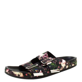 加拿大纪梵希鞋, [二手商品] Givenchy | Givenchy Multicolor Floral Print Leather Double Buckle Banded Flat Slides Size 38商品图片 3.7折