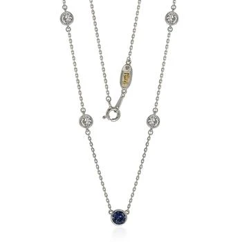 Suzy Levian Sapphire & Diamond Accent (1.50cttw) Sterling Silver 5 Stone Station Necklace