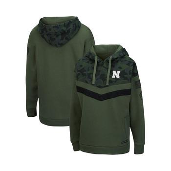 Colosseum | Women's Olive and Camo Nebraska Huskers OHT Military-Inspired Appreciation Extraction Chevron Pullover Hoodie商品图片,