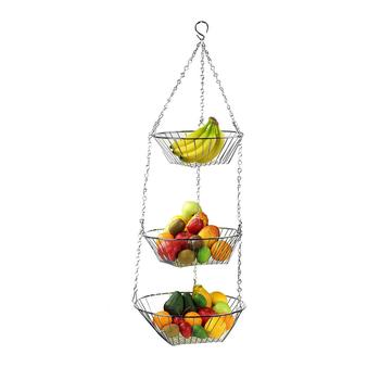 商品Home Basics  3 Tier Wire Hanging Round Fruit Basket, Chrome图片