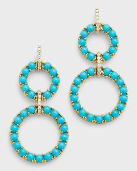 Goshwara | 18K Yellow Gold G-One Turquoise 2-Row Drop Earrings,商家Neiman Marcus,价格¥78058