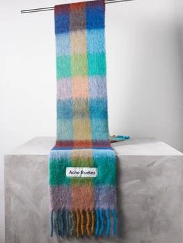 推荐Vally checked wool-blend scarf商品