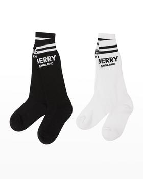 美国burberry, Burberry | Kid's Logo-Print 2-Pack Sock Set, Size S-L商品图片 