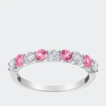 Haus of Brilliance | 10KT White Gold Diamond and 3MM Created Pink Sapphire Gemstone Band Ring,商家Verishop,价格¥9303