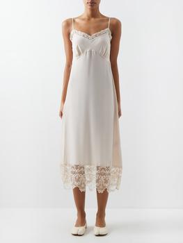 推荐Lace-embroidered crepe de-Chine dress商品