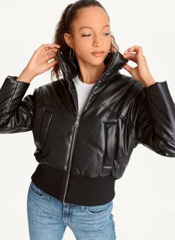 DKNY | Faux Leather Cropped Bomber商品图片,额外8折, 额外八折