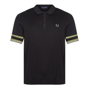 美国fred perry, Fred Perry | Fred Perry S/S Bold Cuff Knitted Polo - Black商品图片 8.5折