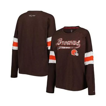 Tommy Hilfiger | Women's Brown Cleveland Browns Justine Long Sleeve Tunic T-shirt 7.4折