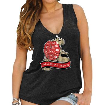 更多The Original Retro Brand, The Original Retro Brand | Women's Maryland Terrapins Black Relaxed Henley Tank Top商品图片 7.4折