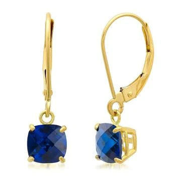MaxColor | Solid 10K Yellow Gold Cushion Cut Dangle Gemstone Leverback Earrings,商家Premium Outlets,价格¥1055