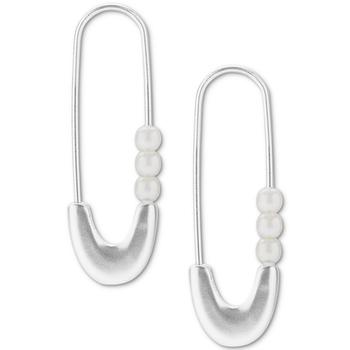 商品Lucky Brand | Silver-Tone Imitation Pearl Safety Pin Drop Earrings,商家Macy's,价格¥179图片