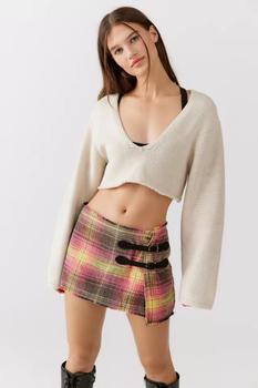 Urban Outfitters | UO Heather Flannel Low-Rise Mini Skirt商品图片,3折