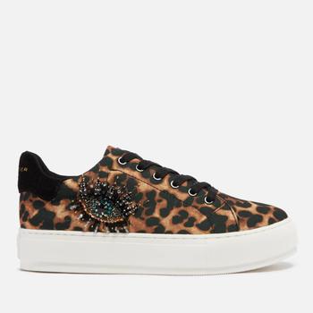 推荐Kurt Geiger London Laney Leopard-Print Canvas Trainers商品