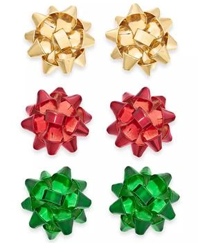 Charter Club | Multi-Tone 3-Pc. Set Bow Stud Earrings, Created for Macy's,商家Macy's,价格¥75