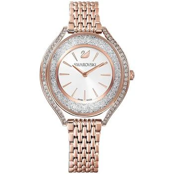 Swarovski | Women's Swiss Crystalline Aura Rose Gold-Tone Stainless Steel PVD Bracelet Watch 35mm 