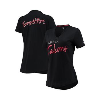 Tommy Hilfiger | Women's Black Atlanta Falcons Riley V-Neck T-shirt商品图片,7.9折