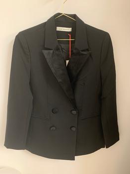 推荐Sofie Schnoor black tuxedo style blazer jacket with velvet lapels商品