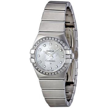 欧米茄星座, [二手商品] Omega | Pre-owned Omega Constellation Brushed Quartz Diamond Mother of Pearl Dial Ladies Watch 123.15.24.60.55.001商品图片 4.3折