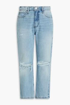 FRAME | Cropped distressed high-rise bootcut jeans,商家THE OUTNET US,价格¥383