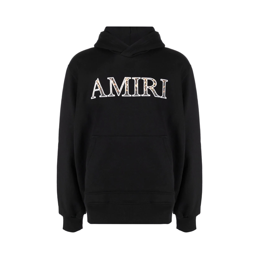 amiri卫衣, AMIRI | AMIRI 男士黑色豹纹刺绣连帽衫 MJLH006-001商品图片 满$100享9.5折, 满折