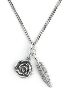Emanuele Bicocchi | Emanuele Bicocchi Rose And Feather Pendant Necklace,商家Cettire,价格¥1306