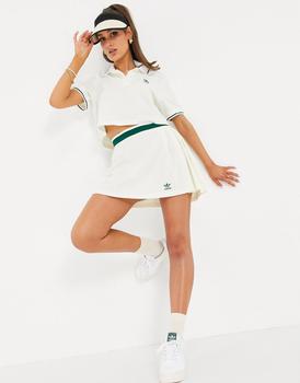 推荐adidas Originals 'Tennis Luxe' logo pleated skirt in off white商品