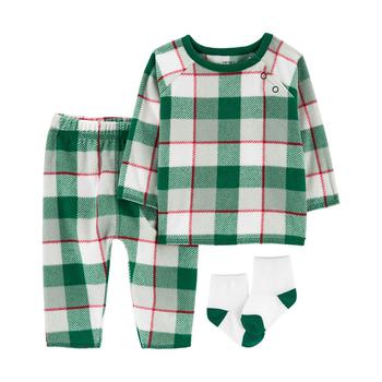 Carter's | Baby Boys Plaid T-shirt, Pants and Socks, 3 Piece Set商品图片,