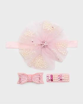 Bari Lynn | Girl's 3-Piece Embellished Tulle Headband and Clip Set,商家Neiman Marcus,价格¥349