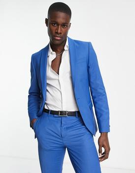 推荐Twisted Tailor ellroy skinny fit suit jacket in blue商品
