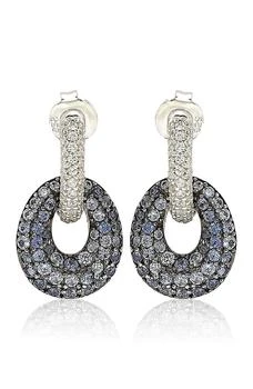 Suzy Levian | Sterling Silver Blue & White Sapphire and Diamond Accent Double Oval Dangle Earrings - 0.02 ctw,商家Nordstrom Rack,价格¥2236
