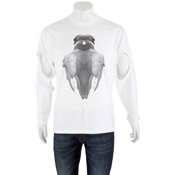 Burberry | Burberry Mens Optic White Swan Print Cut-out T-shirt, Size Small商品图片,6.9折
