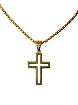 推荐Goldtone Stainless Steel Cross Pendant Chain Necklace商品