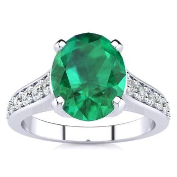 SSELECTS | 2 1/4 Carat Oval Shape Emerald And Diamond Ring In 14 Karat White Gold,商家Premium Outlets,价格¥8315