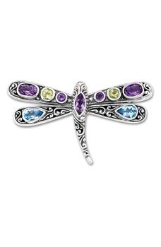 SAMUEL B. | Sterling Silver & 18K Gold Gemstone Dragonfly Pendant商品图片,3.9折