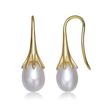 推荐Sterling Silver Gold Plated Freshwater Pearl Hook Earrings商品
