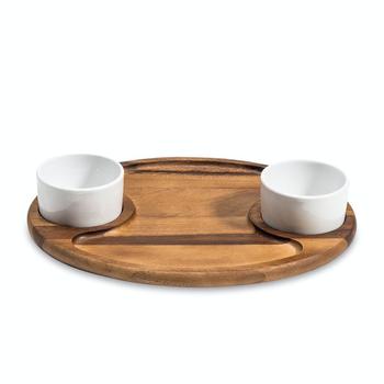 商品Kalmar Home | Charcuterie/ Serving Tray w/ 2 black ceramic bowls w/ lids,商家Verishop,价格¥427图片