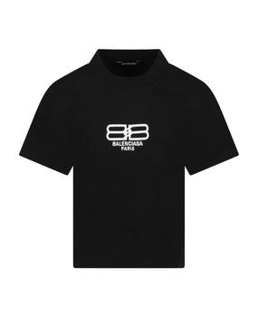Balenciaga | Black T-shirt For Boy With Logo商品图片,