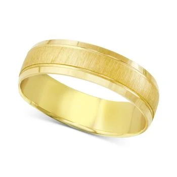 Macy's | Men's Textured & Polished Beveled Wedding Band in 14k Gold,商家Macy's,价格¥13383