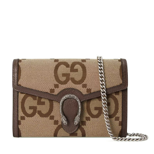 古驰链条包, Gucci | GUCCI/古驰 22春夏新款Dionysus系列 女士驼色/乌木色帆布棕色皮革滚边双虎头搭扣翻盖开合单肩斜挎链条包‎401231UKMBN2572商品图片 8折×额外9.5折, 包邮包税, 额外九五折