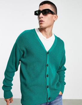 推荐Topman oversized knitted cardigan in green商品