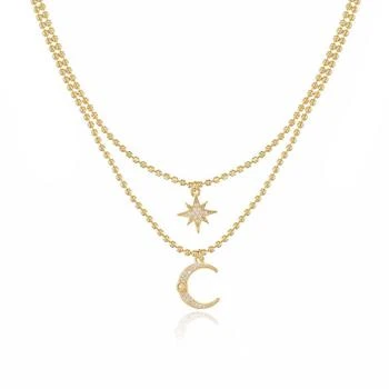 Ettika Jewelry | Celestial Moon And Star 18k Gold Plated Layered Necklace ONE SIZE ONLY,商家Verishop,价格¥471