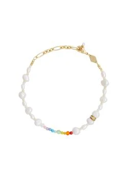推荐Upcycled Pearly Rainbow 18kt gold-plated bracelet商品