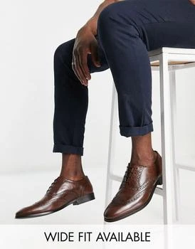 推荐ASOS DESIGN oxford brogue shoes in brown leather商品