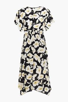product Fairy shirred floral-print crepe midi dress image