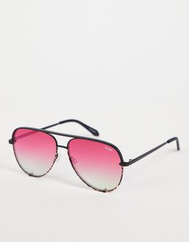 推荐Quay X Love Island High Key aviator sunglasses in black coral商品