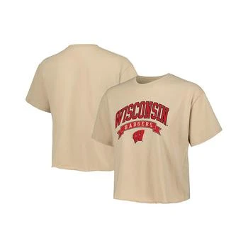 League Collegiate Wear | Women's Tan Wisconsin Badgers Banner Clothesline Cropped T-shirt,商家Macy's,价格¥258