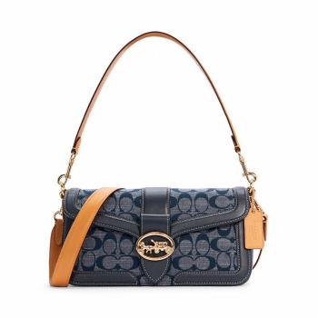 Coach | COACH 女士牛仔蓝色PVC配皮单肩手提斜挎包 C4064IMDEI商品图片,满$100享9.5折, 满折