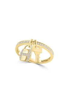 Effy | 14K Yellow Gold Diamond Lock & Key Charm Ring - 0.20ct. - Size 7,商家Nordstrom Rack,价格¥5888