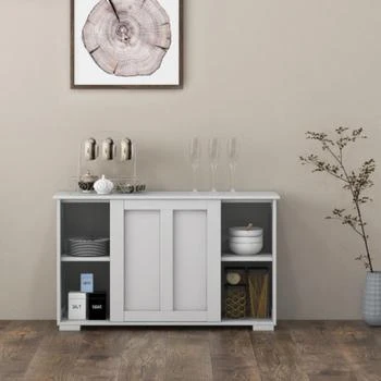 Hivvago | Kitchen Storage Cupboard Cabinet with Sliding Door-Antique White,商家Premium Outlets,价格¥1176